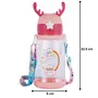SHOPPOFOBIX Kids Water Bottle with Straw and Shoulder Strap for Students and Children (Pink) 600ml, 2 image