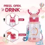 SHOPPOFOBIX Kids Water Bottle with Straw and Shoulder Strap for Students and Children (Pink) 600ml, 4 image