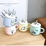 OANGO Ceramic Mug Panda Printed Mug with Lid and Spoon for Coffee and Tea Cup 350ml - 1 Piece White Cup 350 ml (Green Panda), 8 image