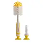 LuvLap 2- in -1 Bristle Baby Feeding Bottle Plastic Cleaning Brush&Nipple Cleaner,Grooved Handle with Suction Base,Easy to Clean Bottle Corners for Narrow Neck&Wide Neck Feeding Bottles,Yellow, 2 image