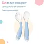 LuvLap Bendable Weaning Spoon & Fork Set with Rounded Tip,Baby Feeding Spoons, Baby Self Feeding, Baby Cutlery, Heat-Resistant Soft Silicone for Toddler, Bpa Free, Food-Grade Material (Blue), 14.5 CM, 6 image
