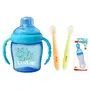 LuvLap Feeding Spoon with Squeezy Food Grade Silicone Feeder Bottle, 90ml,Blue & Baby Feeding Spoon Set of 2 with Ultra Supple 100% Silicone Tip, BPA Free Material,(Green & Pink) & Hippo Sipper Blue, 2 image