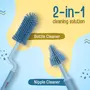 LuvLap 360° Movable Silicone Bristle Baby Feeding Bottle Cleaning Brush & Nipple Cleaner, Ergonomic Handle, Easy to Clean Bottle Corners for Narrow Neck & Wide Neck Feeding Bottles, Blue, 4 image