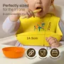 LuvLap Silicone Baby Bib for Feeding & Weaning Babies & Toddlers, Waterproof, Washable & Reusable, Non Messy Easy Cleaning, No Bad Odour, Adjustable Neckline with Buttons (Yellow), 6 image