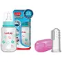 LuvLap Baby Silicone Finger ToothBrush with case for Easy Cleaning, Massaging, and Soothing Gums, Oral Hygiene & Anti-Colic Slim Wild Flowers, BPA-free Regular Neck Baby Feeding Bottle, 125ml, Green, 2 image