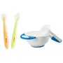 LuvLap Baby Feeding Spoon Set of 2 with Ultra Supple 100% Silicone Tip, BPA Free with Food Grade Silicone tip, for Kids 4 Months+ (Green & Pink) & Baby Food Grinding Cum Feeding Bowl (White & Blue), 2 image