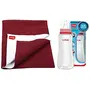 LuvLap Instadry Anti-Piling Fleece Extra Absorbent Quick Dry Sheet for Baby, Pack of 1, Maroon & Anti-Colic Slim/Regular Neck Essential Baby Feeding Bottle, 250ml,, 2 image