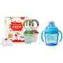 LuvLap Plastic Baby Food and Fruit Feeder Twin Pack with Three Feeder Sack Sizes, Bpa Free, Green & Pink & Hippo Sipper Blue - Bpa Free, 2 image