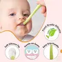 LuvLap Baby Feeding Spoon Set of 2 with Ultra Supple 100% Silicone Tip, BPA Free with Food Grade Silicone tip, for 4 Months+ (Green Pink) & Silicone Food/Fruit Nibbler with Extra Mesh, Joystar Yellow, 5 image