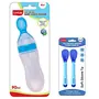 Luv Lap Feeding Spoon with Squeezy Food Grade Silicone Feeder Bottle, 90ml, BPA Free,Blue & Tiny Love Heat Sensitive Baby Feeding Spoon Set, BPA Free, 2 Pcs, Blue, 2 image