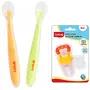 LuvLap Baby Feeding Spoon Set of 2 with Ultra Supple 100% Silicone Tip, BPA Free with Food Grade Silicone tip, for 4 Months+ (Green Pink) & Silicone Food/Fruit Nibbler with Extra Mesh, Joystar Yellow, 2 image