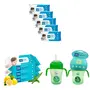 Mee Mee Caring Baby Wet Wipes, Aloe Vera, 72 Pieces (Pack of 5) & Baby Gentle Wet Wipes with Lemon extracts |72 pcs| Pack of 3 & 210ml 2 in 1 Spout and Straw Sipper Cup (Green), 2 image