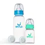 Mylo Baby Feeding Bottle (125ml + 250ml) for New Born Baby | Anti Colic & BPA Free Feeding Bottles | Feels Natural Baby Bottle | Easy Flow Neck Design- Sea Green + Sky Blue, 2 image