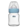 Chicco Well-Being Glass Feeding Bottle for Babies (120ml, Slow Flow) | Premium Borosilicate Glass for High Durability | Elongated Teat for Correct Latch | Comes with Anti-Spill Cap | BPA Free (Blue), 2 image