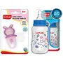Luvlap Bunny Food & Fruit Nibbler & Anti-Colic Slim Regular Neck Essential BPA-Free Baby Feeding Bottle, 125Ml, Blue, 2 image